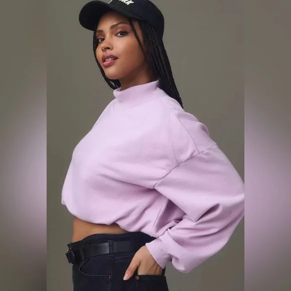 Anthropologie Pilcro Funnel-Neck Bubble-Hem Pullover, BLUE, XS NWOT - Picture 2 of 7